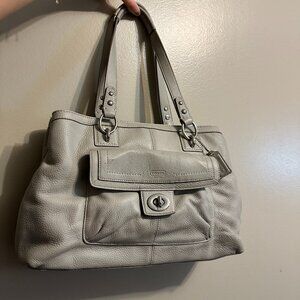 Coach Penelope Carryall Grey Turnlock Leather Satchel